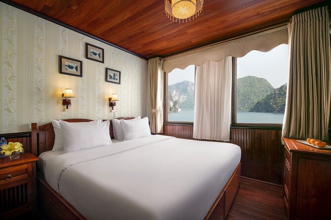 Bai Tu Long Bay Cruises Peaceful and Cozy Group Boat 2D1N - Settling in with lunch and a two-person cabin