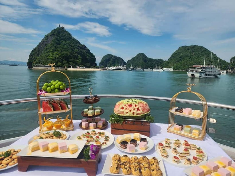 From Ha Long: Luxury Symphony Day Cruise with 2 Jacuzzi Pool - Buffet lunch with Asian and European choices