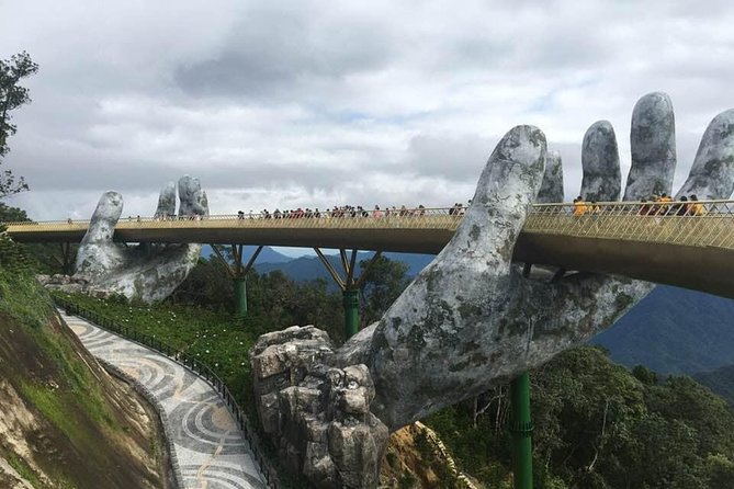 Golden Bridge-Monkey mountain-Dragon Bridge -Marble Mountain Fullday PrivateTour - Riding the cable car into Ba Na Hills