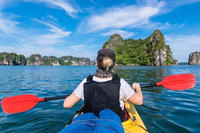 Halong Bay Day Tour: Visit Cave Island Kayaking Swimming Lunch - The boat ride back at sunset