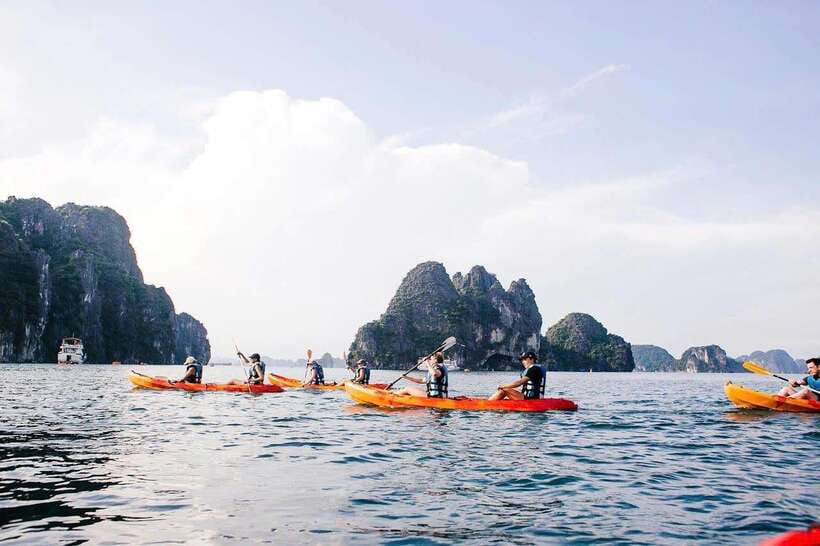 Halong Bay Luxury Cruise: Kayak&Swim,Cave, Party BEST SELLER - Jacuzzi, towels, and the sunset party