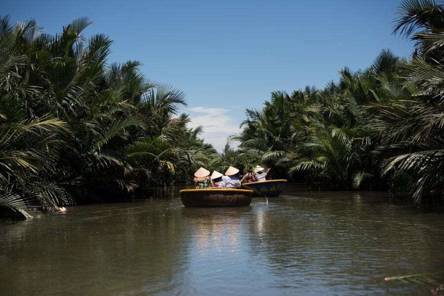 Hoi An/Da Nang: Vegetarian Cooking Class & Basket Boat Ride - A short basket boat ride in Bay Mau Coconut Village