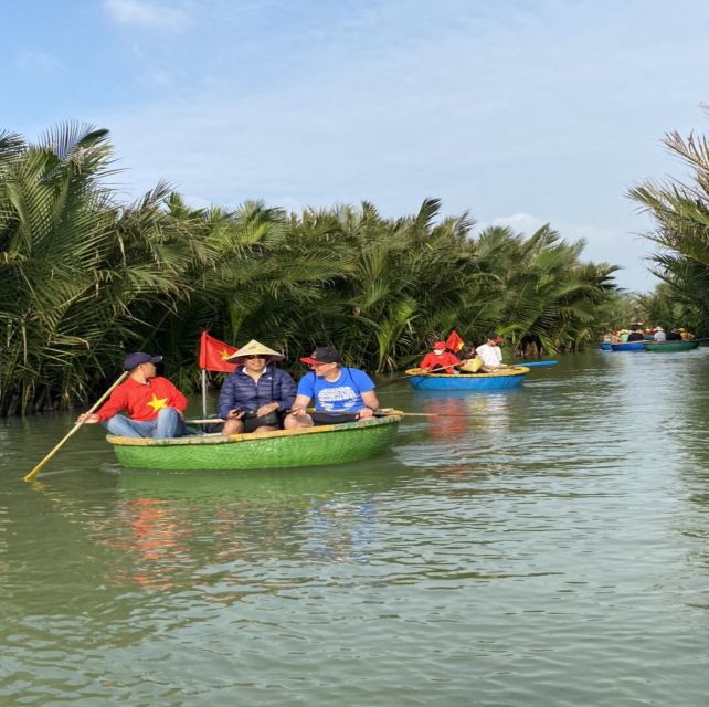 Hoi An Eco Village Cooking Class - Crossing Cam Thanh in a round bamboo boat