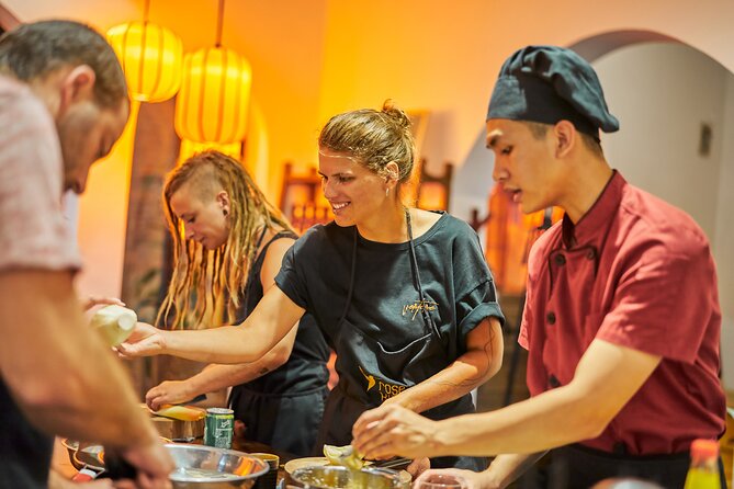 Rose Kitchen Hanoi: Market, Cooking & Culture Tour + Free PickUp - Eating what you prepared