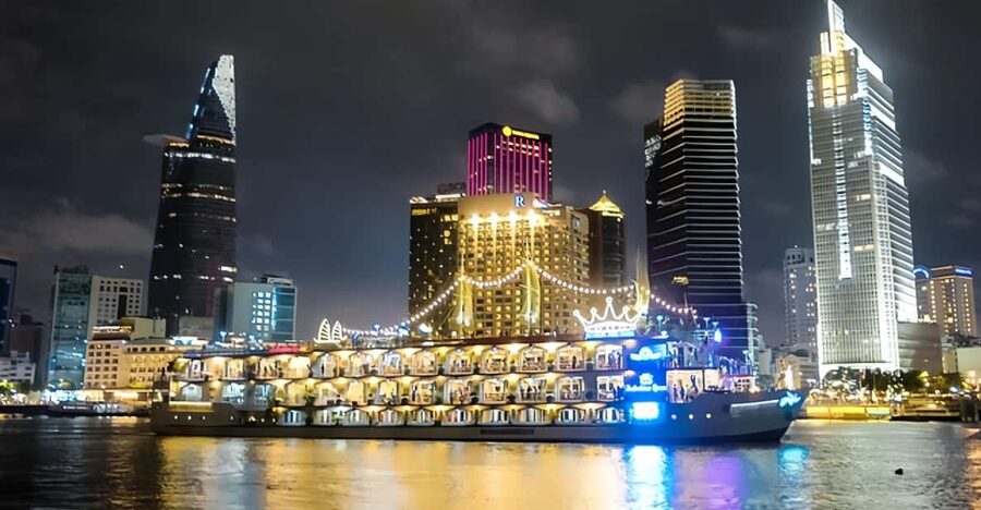 Saigon Dinner On Cruise Tour With Private Table - Dinner with Ho Chi Minh City outside the window