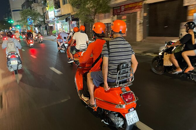 Vespa Female Ao Dai riders Night Street Food + See Train Street - Back streets and Train Street