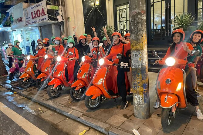 Vespa Female Ao Dai riders Night Street Food + See Train Street - The guides and the feel of the group
